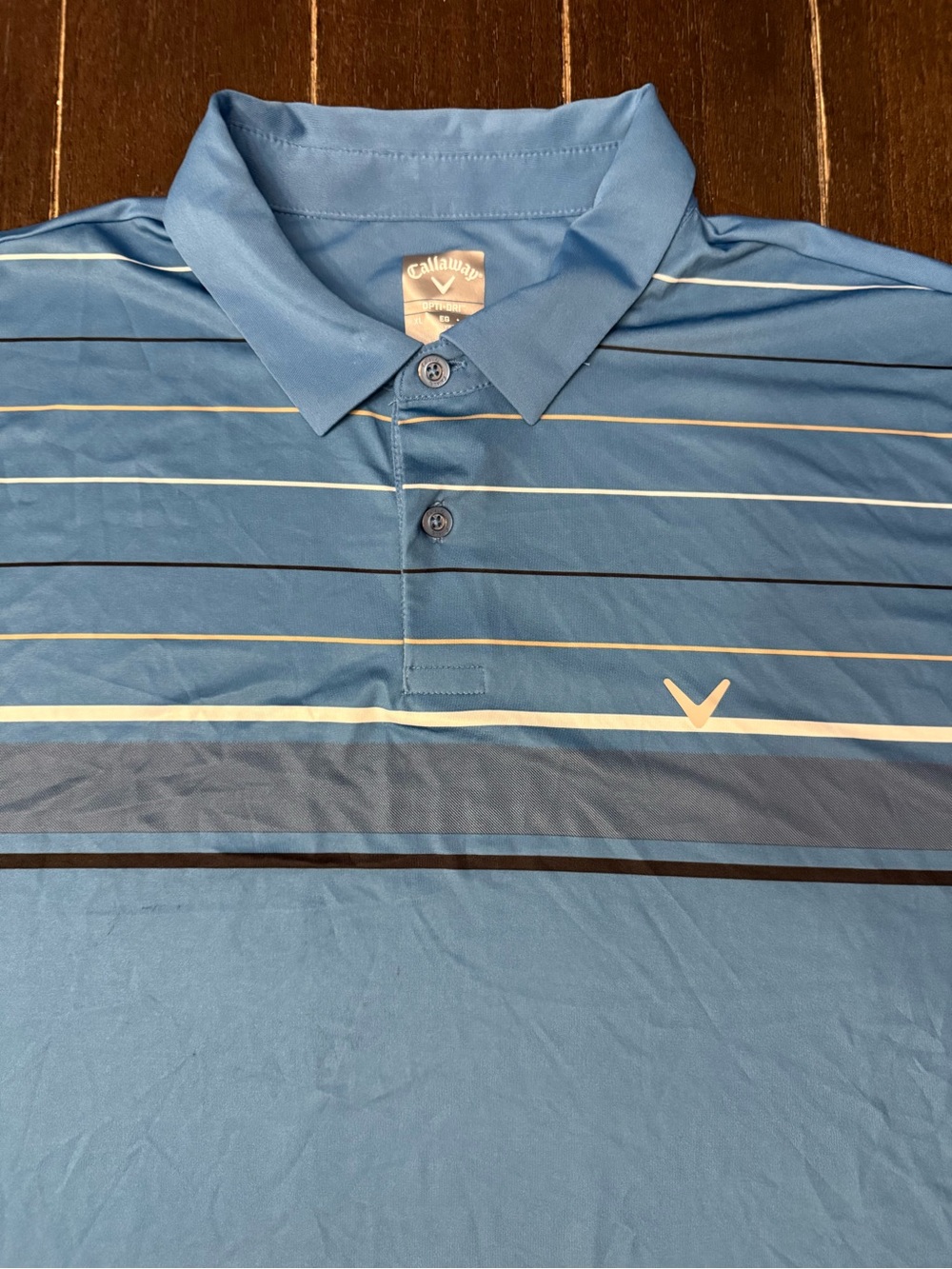 Callaway Men’s Opti-Dri Technology Blue Striped Performance Polo Shirt